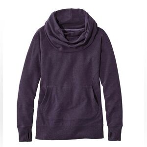 LL BEAN Cozy Pullover Cowl Neck Pocket Purple  sz 1X
